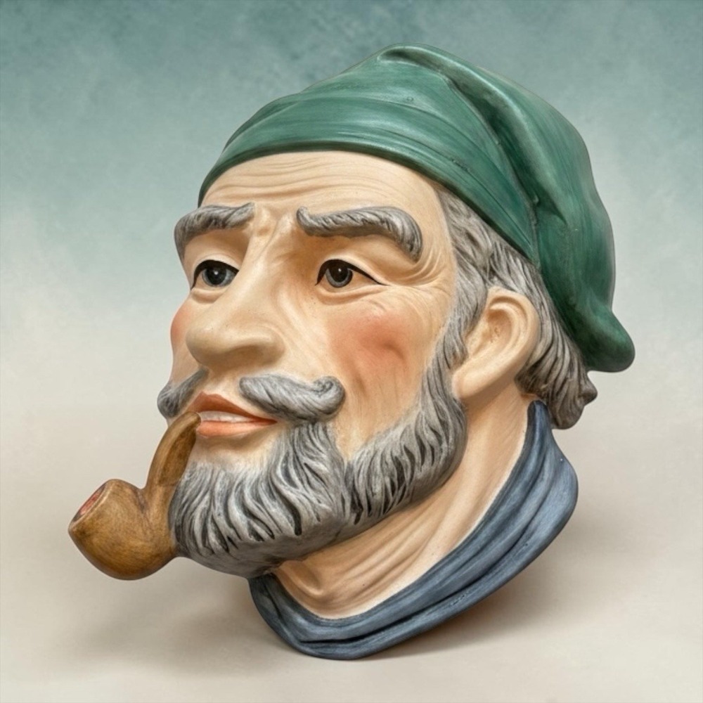 Vintage Geo. Z. Lefton Ceramic Fisherman Smoking Pipe Wall Hanging XU541, 1960s